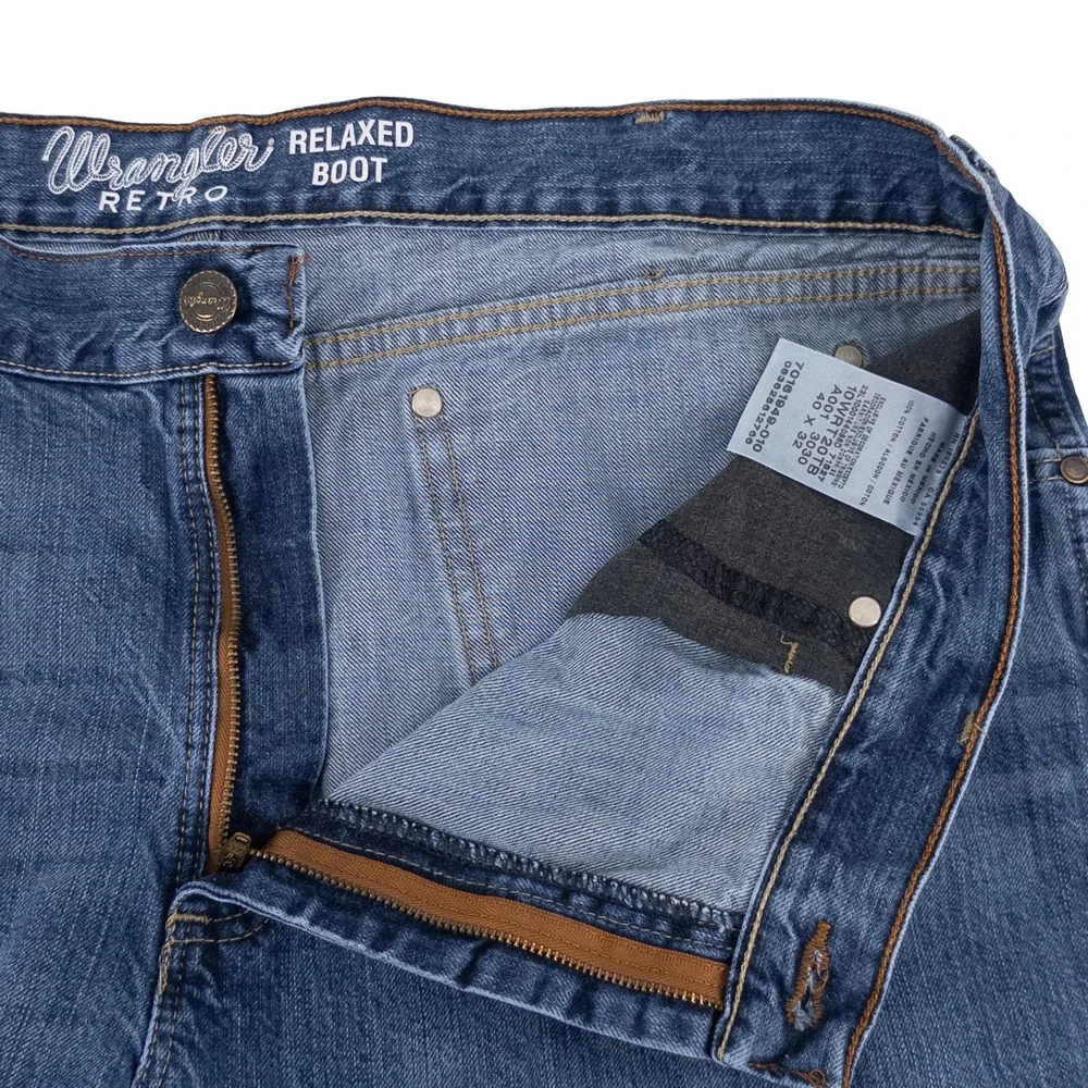 Wrangler‎ Mens 40x32 Retro Relaxed Bootcut Jeans Blue Denim Cowboy Rodeo Western